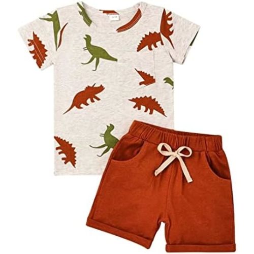 Toddler Baby Boy Clothes Boys Summer Outfits Short Sleeve Dinosaur T-Shirt & Shorts Set 2Pcs