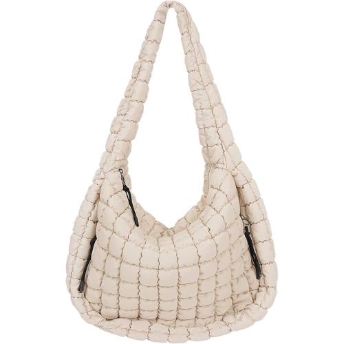 Juoxeepy Quilted Tote Bag Large Carryall Puffer Shoulder Bag Lightweight Padding Hobo Bag