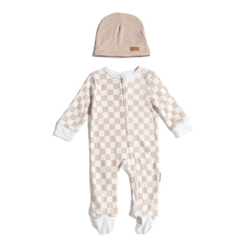 Newborn Boys 2pc Checkered Footed Coveralls And Hat Set | Baby Boys (0-24m) | Marshalls
