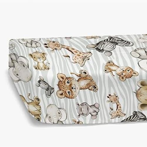 HawSkgFub Safari Jungle African Animals Fitted Standard Baby Crib Sheet Boy Girl, Giraffe Lion Tiger Elephant Zebra Toddler Mattress Cover, Soft Stretchy Nursery Bed Sheets Decor Kids Gift 52” x 28”