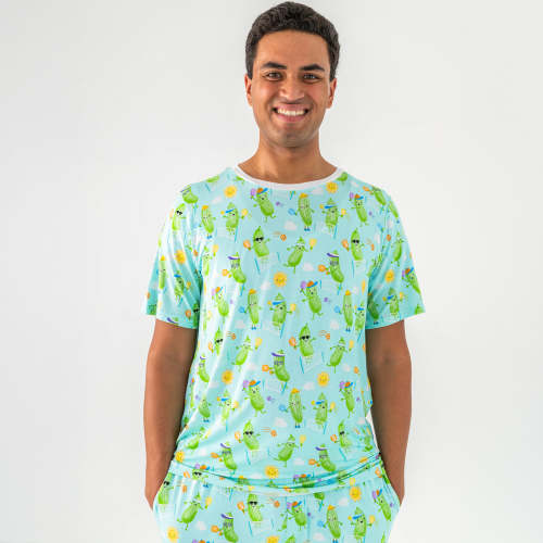 Pickle Power Men's Short Sleeve Pajama Top - Little Sleepies