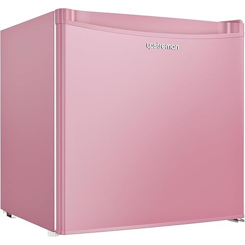 Upstreman 1.7 Cu.ft Mini Fridge with Freezer, Dorm Essentials, Adjustable Thermostat, Energy Saving, Low Noise, Single Door Compact Refrigerator for Dorm, Office, Bedroom, Pink-FR17