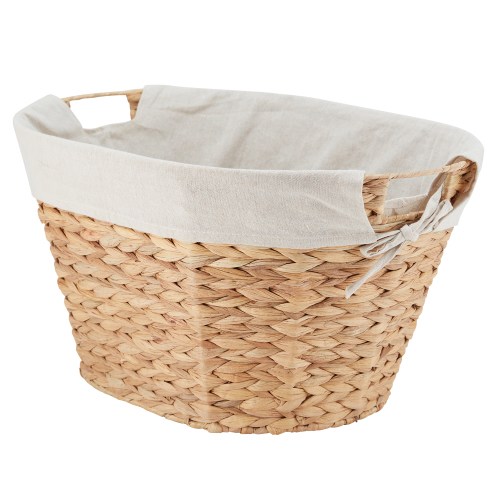 Better Home & Gardens, Braided Water Hyacinth, Laundry Basket, Natural, Hand Woven, Handles, Adult