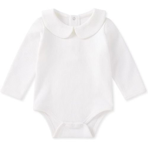 pureborn Baby Boys Bodysuit Super Soft Cotton Romper 0-24 Months - Waffle White - 0-3 Months