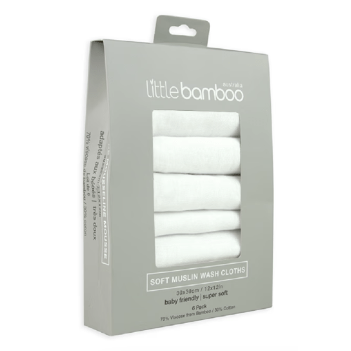 Little Bamboo Muslin Wash Cloth Natural 6 Pack