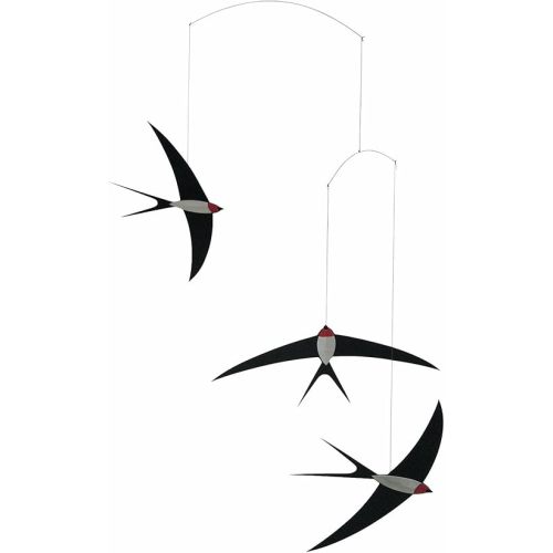 3 Swallow Hanging Mobile - 20 Inches - Premium-Grade Cardstock - Handmade in Denmark by Flensted