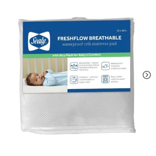 Sealy Fresh Flow Breathable Waterproof Crib Mattress Pad