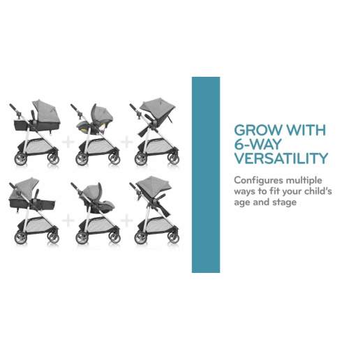 Evenflo Omni Plus Modular Travel System with LiteMax Sport Infant Car Seat, Mylar Gray, Unisex