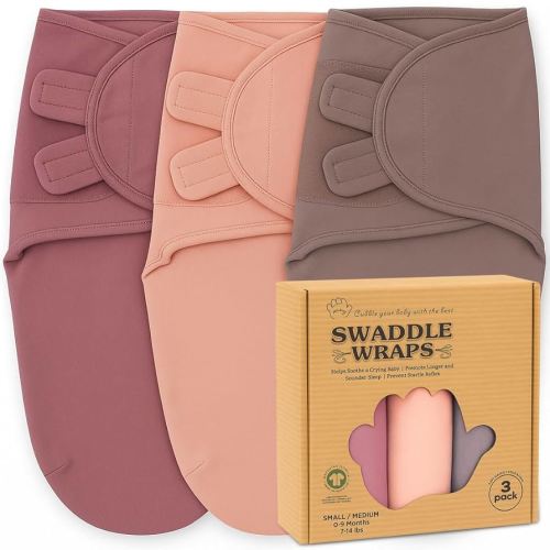 Bublo Baby Swaddles for Newborns – 3-Pack Infant Swaddles 0-3 Months – Adjustable Swaddle Sleep Sack – Soft Organic Cotton Baby Wrap for Safe & Cozy Sleep (Maroon)