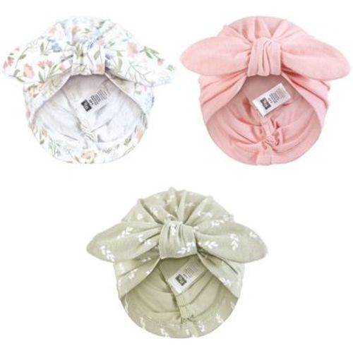 Hudson Baby Infant Girls Turban Cotton Headwraps, Pastel Wildflower, 0-24 Months