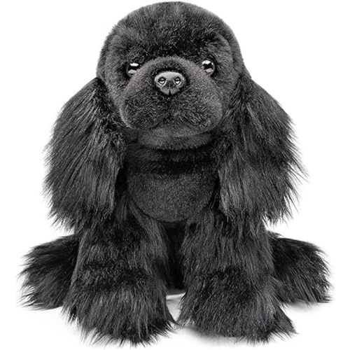 FRANKIEZHOU Realistic Cocker Spaniel Stuffed Animal-Black 10", Cocker Spaniel Gifts,Girl Toys,Gifts for Kids,Home Decor,Hugging Toy