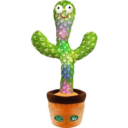 [Update Volume Adjustable] Talking Cactus Toy Mimics Back, Gift Package Repeat Talking Cactus Plush Toys - Talking Sing+Repeat+Dancing+Recording+Rainbow Led Cactus Toy(15 Second Recording)