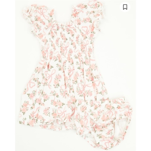 Angel Dear Infant Girls' Ribbons and Flowers Puff Sleeve Dress | Boot Barn