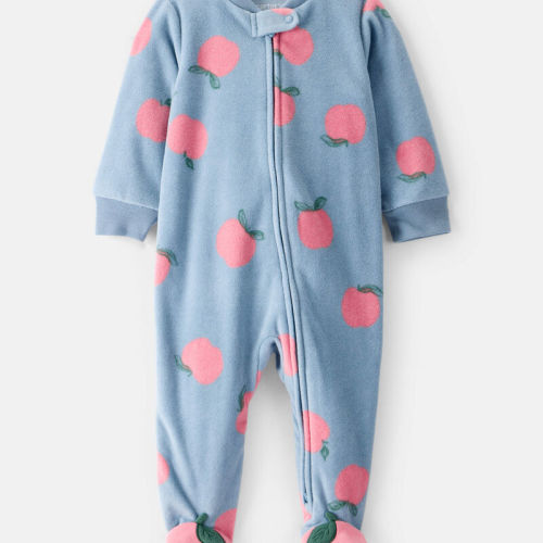 Blue Baby Girl Apple Print Loose Fit Long-Sleeve Sleeper- Blue | Carter’s Oshkosh Canada