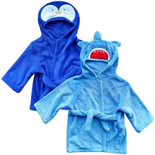 Sunny zzzZZ 2 Pack Unisex Baby Plush Animal Face Robe for 0-9 Months - Baby Essentials Registry Gifts