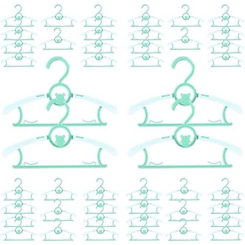 40 Pack Baby Hangers for Closet - Plastic, Kids, Space Saving, Non Slip, Extendable, Heavy Duty, Bulk - Green