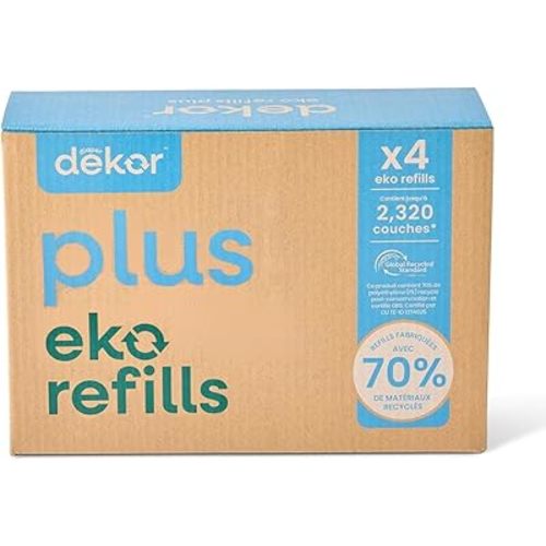 Diaper Dekor Pail Refills for Plus Original & Eko Diaper Pails, 4 Pack Unscented| Extra Thick Refills Made With 70% Recycled Materials
