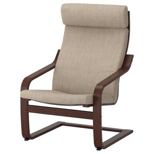 POÄNG Armchair - brown/Hillared beige