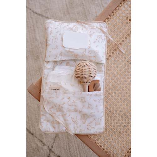 Wet Wipes and Diaper Clutch - Toile De Jouy/Beige