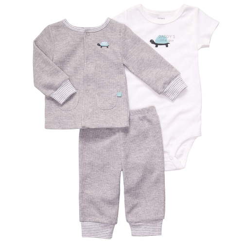 Carter's 3 Pc Cardigan Set - Grey Heather- 6 Months
