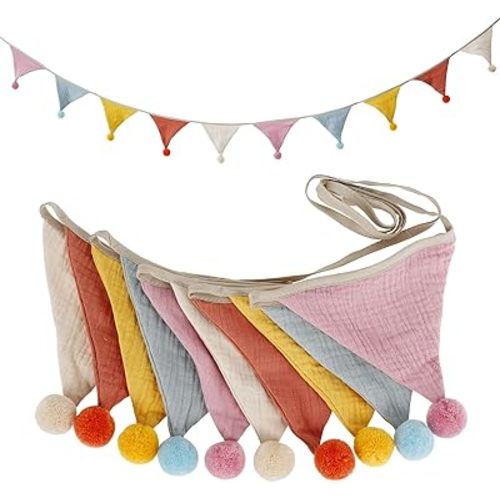 2Pcs Pennant Banner Flags Fabric Triangle Flag Banner Hanging Triangle Bunting Flag 10 Flags Triangle Garland Banner for Nursery Playroom Décor (Style 3)