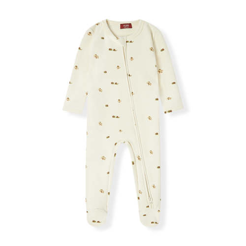 Lil' Mushroom Stretch Fleece Zipper Footed Romper; 3-6 months