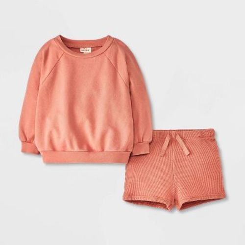 Baby Waffle Sweatshirt & Shorts Set - Cat & Jack™ orange 0-3m