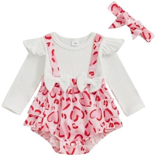 Newborn Baby Girl Valentines Outfit Ruffle Long Sleeve Romper Easter Bodysuit Cute St Patricks Day Baby Girl Outfit