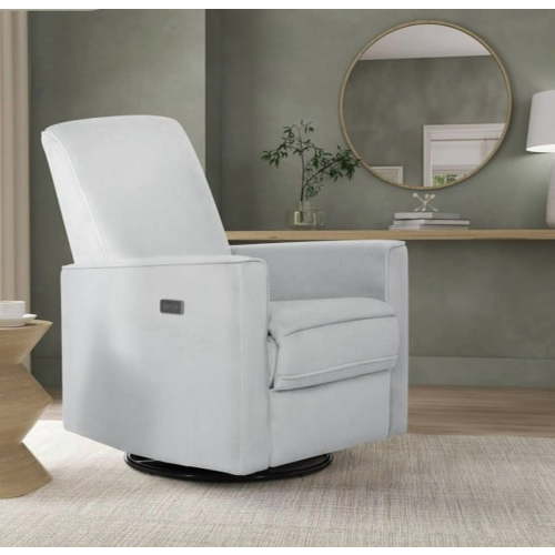 Evolur Harlow Deluxe Upholstered Plush Seating Glider Swivel, Power Recliner with USB Port, Greenguard Gold Certified, Glider Chair for Nursery, Mystic Gray