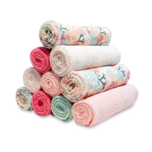 Spasilk Baby Bath Washcloths Set, Pack of 10, Pink Coral, Perfect for Newborns and Infants