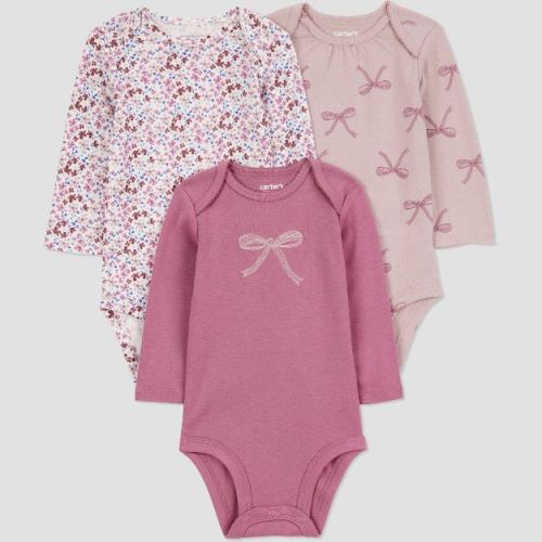 Carter's Just One You® Baby Girls' Bows Long Sleeve Bodysuit - Burgundy 6M