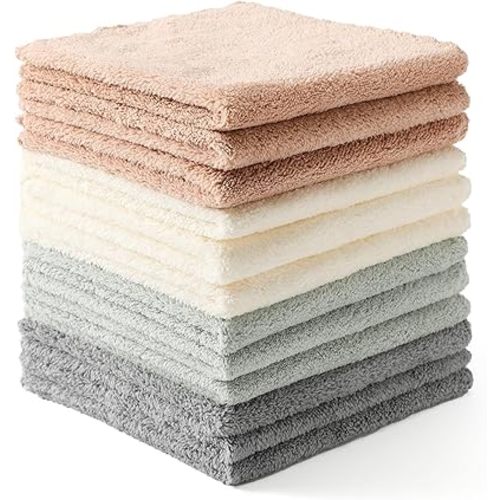 12 Pack Cleaning Cloth,Ultra Soft Absorbent Quick Drying Microfiber Cleaning Rags,No Scratches,Reusable,Washable,Lint Free Cleaning Towels for Kitchen,Window,Glass,car,12"×12",(Multicolor)