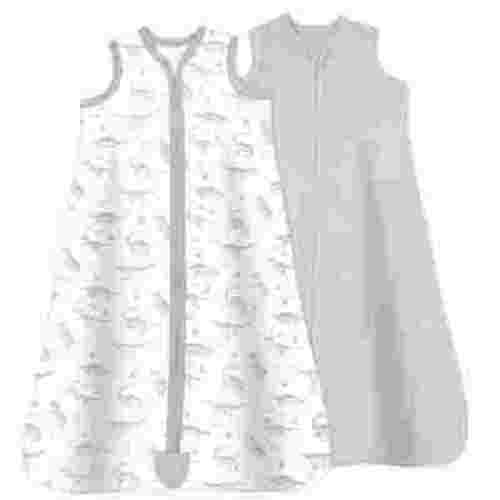 Baby Baby Wearable Blanket, Cotton Sleep Sacks for 6-12 Months, 2 Pack Unisex Sleeping Bag Sack, Medium Size, 2-Way Zipper, 0.5 Tog Breathable Cotton | Grey-White