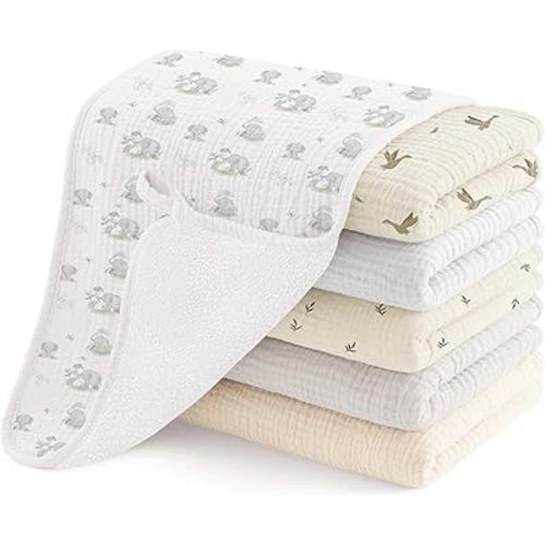 Susurration Muslin Burp Cloths, Soft Baby Burping Cloths for Unisex Boys and Girls, Newborn Essentials Large Extra Absorbent Washcloths, 20x10in, 6 Pack