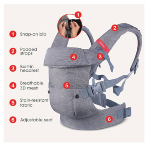 You+Me 4-in-1 Ergonomic Baby Carrier, 8 - 32 lbs (Grey Mesh)