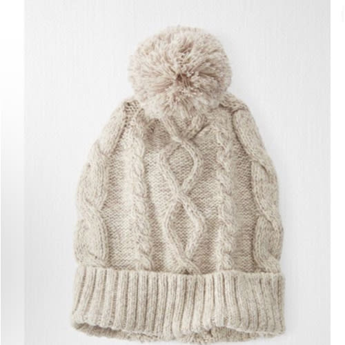 Baby Organic Cotton Cable Knit Beanie in Toasted Wheat