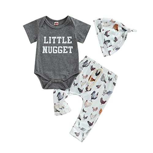 Twopumpkin Infant Baby Boy Farm Letter Bodysuit Romper and Long Pants Newborn Coming Home Outfit Cute Clothes Sets with Hat