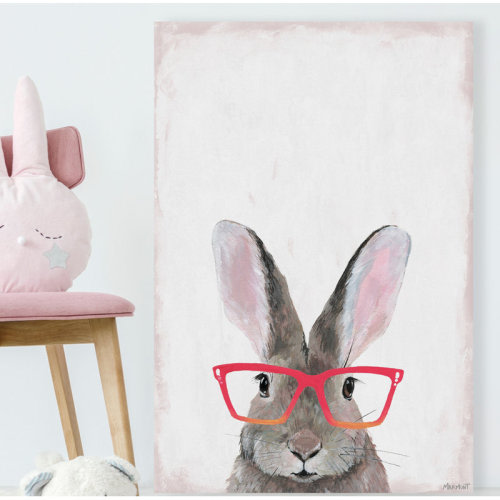 Marmont Hill Trendy Bunny Print on Wrapped Canvas | Wayfair