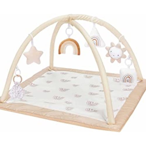 Washable Baby Gym Activity Center with Play Mat, Rainbow Early Development Playmats, 6 Toys for Infant & Toddler, Larger, Non Slip