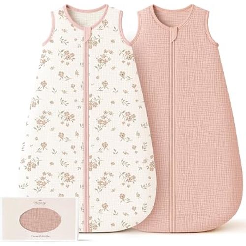 Konssy Muslin Baby Sleep Sack 0-6 Months, 0.8 TOG Baby Wearable Blanket