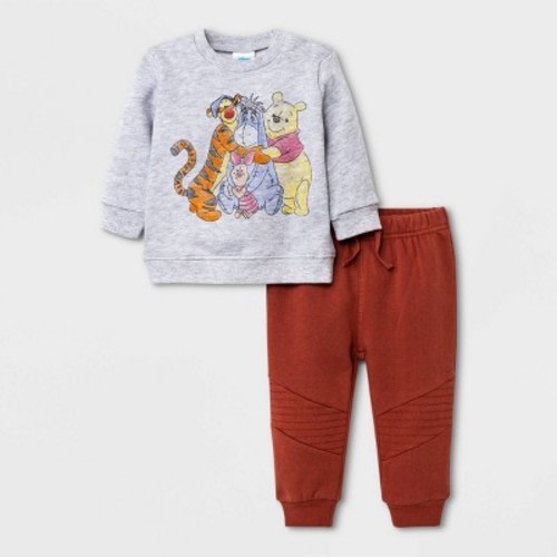 Disney Winnie The Pooh Top And Bottom Set - Gray 0-3m