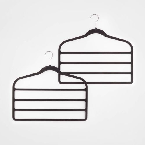 2pk 4 Bar Flocked Hangers Black - Brightroom™