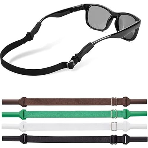 lvvfit Kids Glasses Straps(6.5-10inch)-Adjustable Glasses Strap Sports Sunglasses Eyeglasses Holder Straps for Toddler and Kids-Eyewear Retainers for Boys and Girls Age 3-12 years (4pcs B/W/G/B)