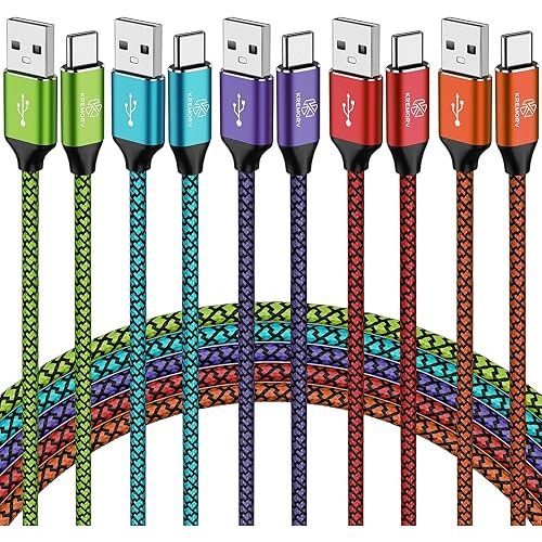 USB Type C Cable 5-Pack 10ft USB A to Type C Cable 10 Feet Extra Long Fast Charging Type C Cord Phone Charger for Samsung Galaxy S10 S9 S8 Note 9 8 10, LG G8 G7 G6 V30 G8 G7