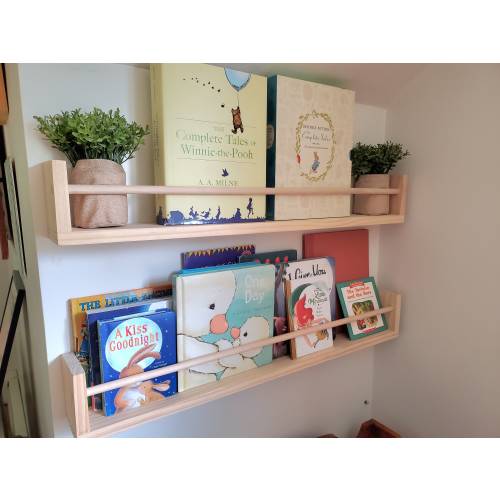 Nursery Bookshelf, Furniture Grade Natural Wood, "Flip-able" Floating Shelf, Small Space Shelf, Shipping Included, Hardware Included