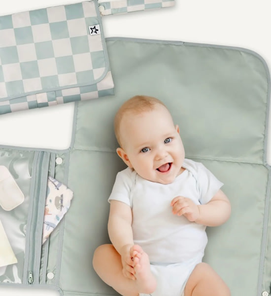 Portable/Foldable Waterproof Diaper Changing Pad with Smart Wipes Pocket