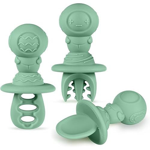 Haakaa Silicone Baby Spoons Self Feeding 6 Months – Baby Utensils with Anti-Choke Astronaut Handle, Easy-Grip, Gum-Friendly, Durable & Safe – Baby Spoons for BLW & First Stage Feeding