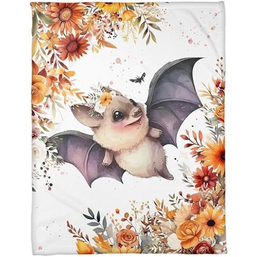Zocoshi Halloween Baby Girl bat Blanket, Floral Baby bat Personalized Name Blanket, Newborn Halloween Swaddle, Baby First…