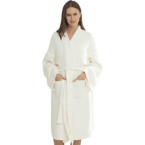Women's Knit Lightweight Absorbent Robes, Soft Spa Bathrobe Loungewear with Pockets