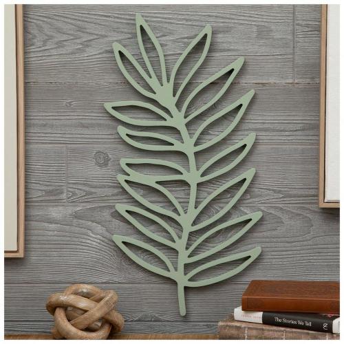 Sage Pointed Leaves Cutout Wood Wall Decor